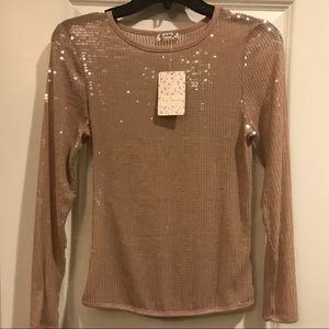 Free People Tops - NWT Free People Sequin Top Diamond Eyes Free People Tops - NWT Free People Sequin Top Diamond Eyes
